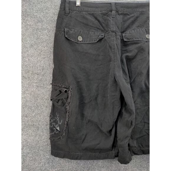 Mens Vurt Cargo Shorts Size 34 Black Pockets 100% Cotton Logo - Picture 5 of 9